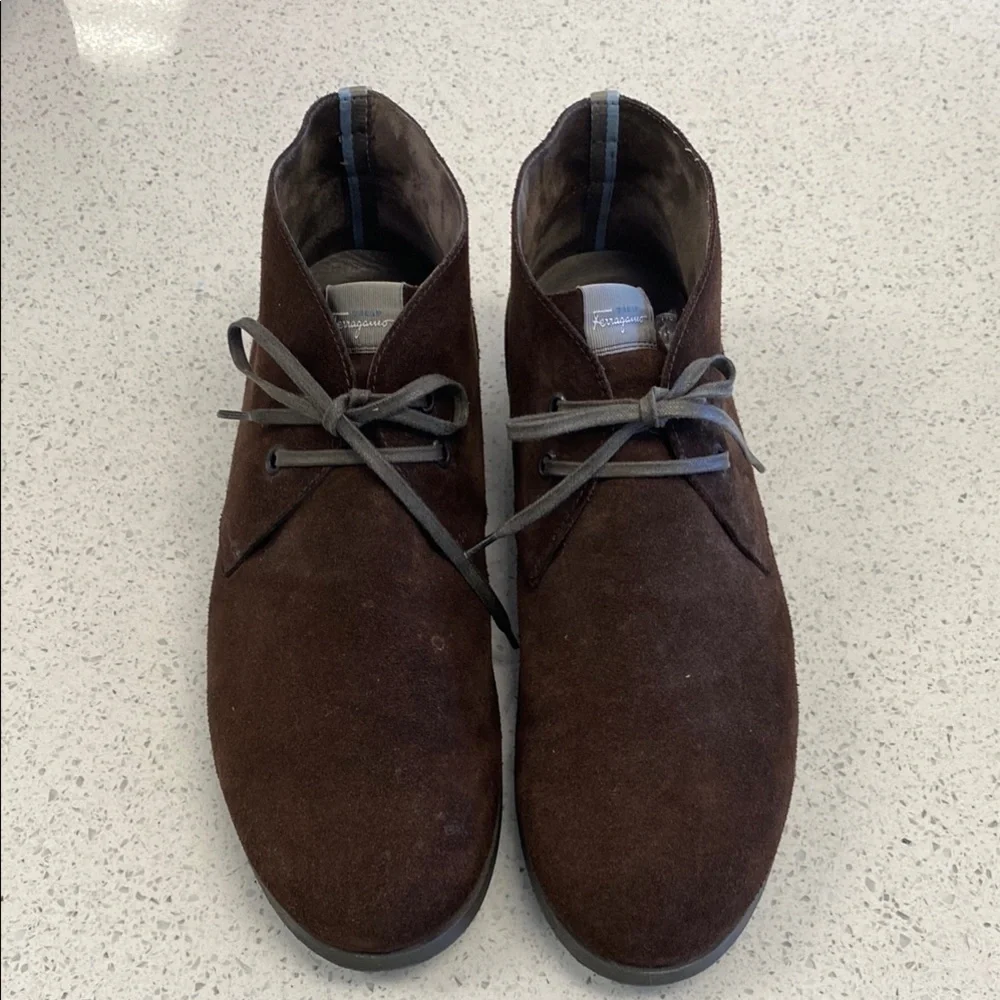 Salvatore Ferragamo Brown Chukka Boots Suede Leather